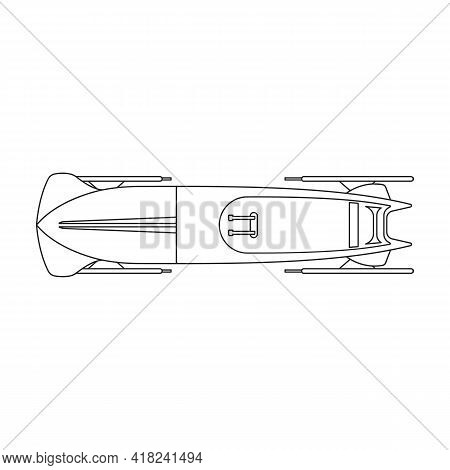 Bobsled Vector Outline Icon. Vector Illustration Bobsleigh On White Background. Isolated Outline Ill