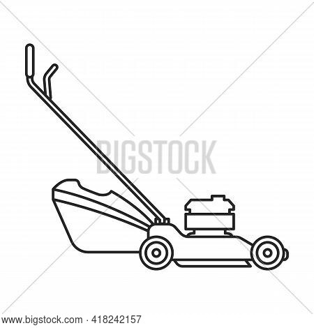Lawn Mower Vector Outline Icon. Vector Illustration Lawnmower On White Background. Isolated Outline 