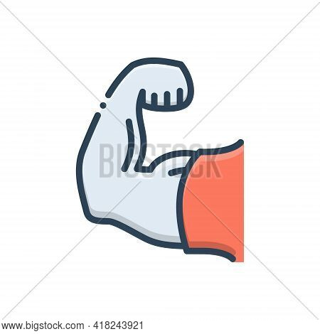 Color Illustration Icon For Strong Sturdy Robust Powerful Impressive Influential Effective Imposing