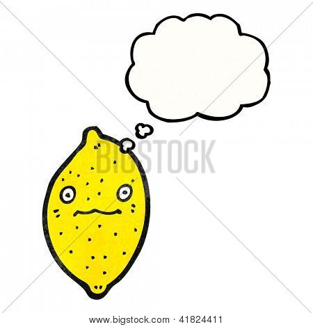 cartoon lemon with thought bubble