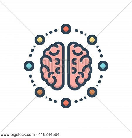 Color Illustration Icon For Mind-share Mind Share Thoughts Neurone Distribute Dispense Apportion