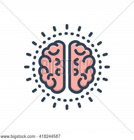 Color Illustration Icon For Mind Nous Sense Brain Neurology Think Idea