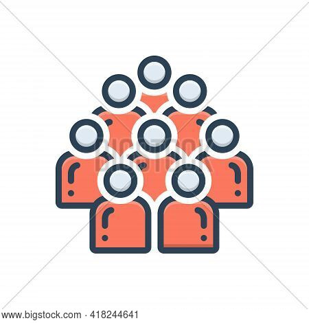 Color Illustration Icon For Multitude Crowd Mob Horde Concourse People