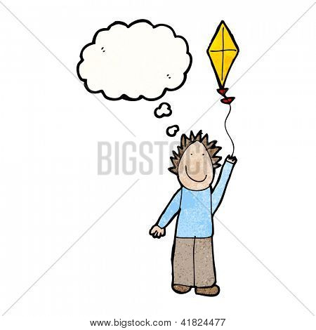 child's drawing of a boy with kite