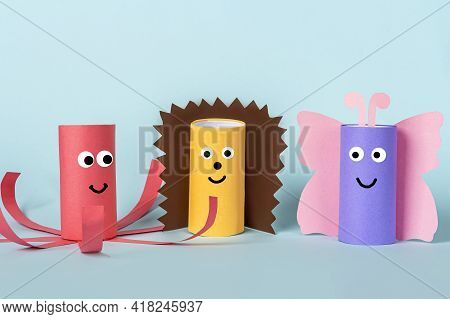 Diy And Kids Creativity. Eco-friendly Reuse Recycle From Toilet Roll Tube. Children Paper Craft Butt