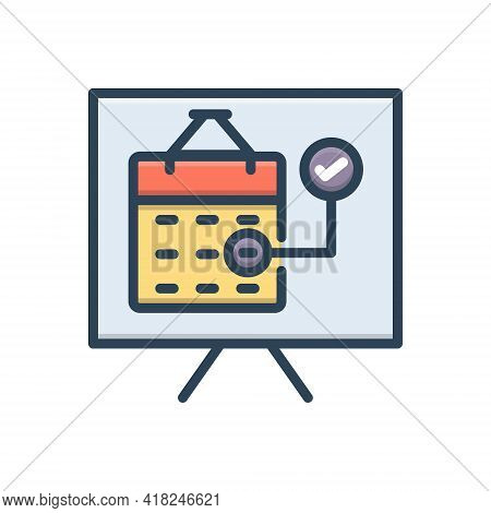 Color Illustration Icon For Planning Organizing Arrangement Convening