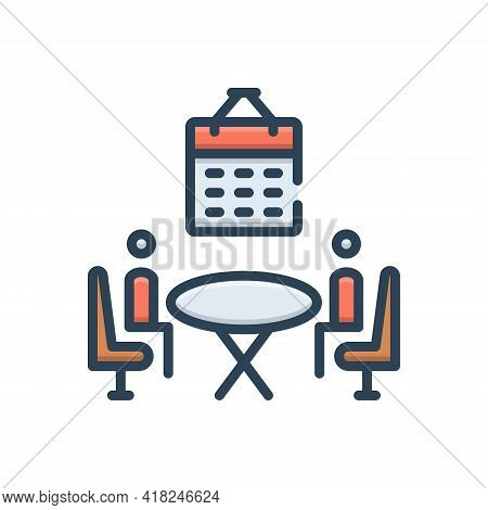 Color Illustration Icon For Planning Organizing Convening Arrangement