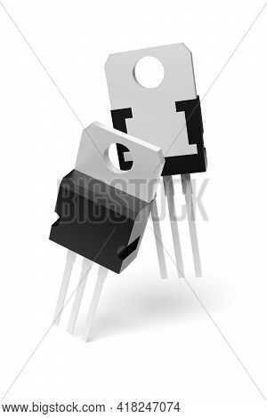 Electronic Component In To-220 Package Isolated On White Background. 3d Rendering Illustration.