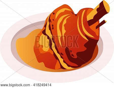 Pork Knuckle Tradition Bavarian Food.vector Illustration. Isolated