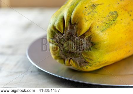 Formosa Variety Papaya Fruit On Wooden Background