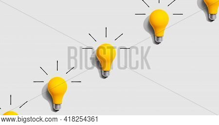 Yellow Light Bulb Pattern With Shadow - Flat Lay