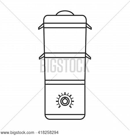 Steam Cooker Vector Outline Icon. Vector Illustration Double Boiler On White Background. Isolated Ou
