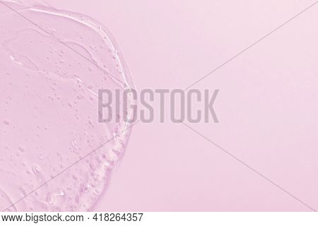 Abstract Cosmetic Gel Background From Transparent Antiseptic Or Hyaluron With Copy Space