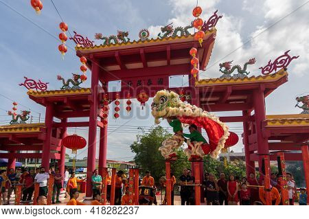 Lion Dance Show In Chinese New Year Festival On 1St Day Chinese New Year