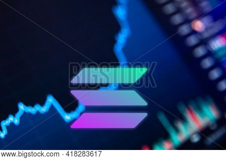 Solana Sol Cryptocurrency. Solana Coin Growth Chart On The Exchange, Chart
