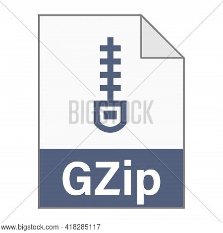 Modern Flat Design Of Gzip File Icon For Web