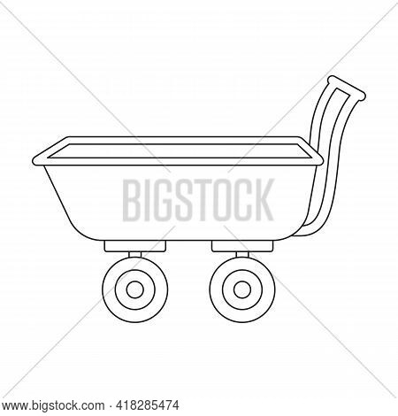 Garden Wagon Vector Outline Icon. Vector Illustration Farm Cart On White Background. Isolated Outlin