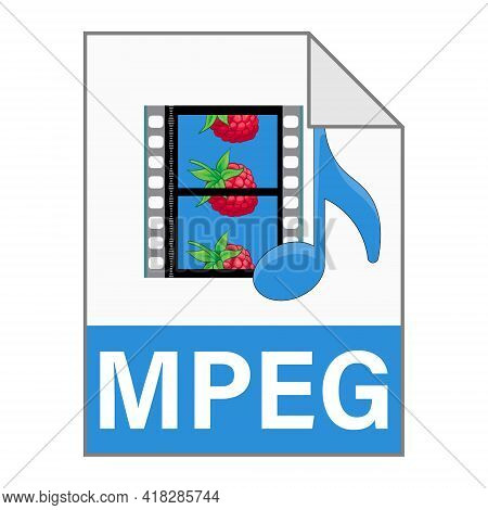 Modern Flat Design Of Mpeg File Icon For Web