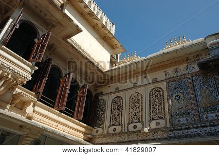 Closeup Of Mor Chok ( Peacock Square) In Udaipur City Palace, Rajasthan,india