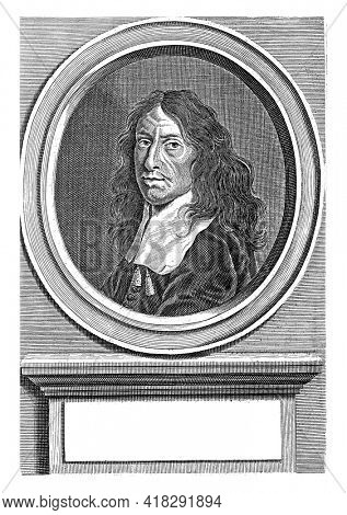 Portrait of Thomas Bartholinus at the age of 61, Gonsales Appelmans (attributed to), after Henrich Dittmers, c. 1670 - c. 1680