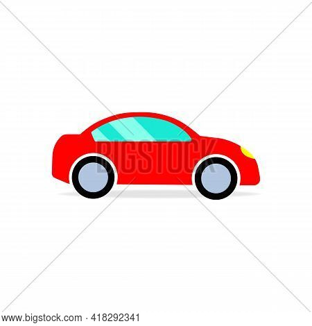 Red Car Or Automobile Color Icon. Graphic Design Element. Trendy Flat Isolated Symbol, Sign Can Be U