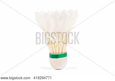 Close-up Of Very Old And Dirty Shuttle Badminton, Isolated On White