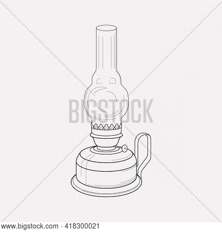 Kerosene Lamp Icon Line Element. Vector Illustration Of Kerosene Lamp Icon Line Isolated On Clean Ba