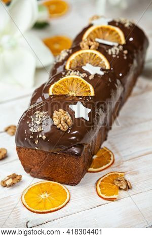 Panettone Is The Traditional Italian Dessert For Easter In 2021. Homemade Panettone Covered In Choco