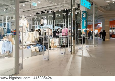 Grodno, Belarus - April 07, 2021: Scanner Entrance Gate For Prevent Theft In Befree Store