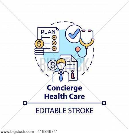 Concierge Healthcare Concept Icon. Wealth Advisory Service Idea Thin Line Illustration. Concierge Me