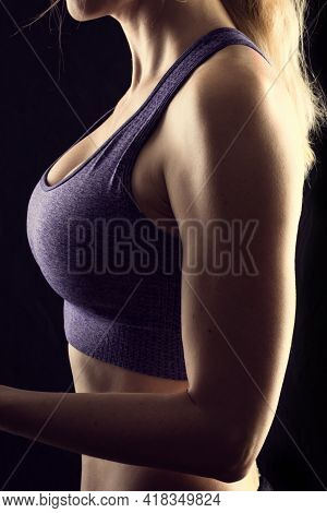 Slim Beauty Athletic Woman On Black Background