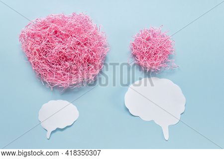 Simple Concept Of Two People Arguing Talking Communicating Expressed With Two Paper Brain Outlines A