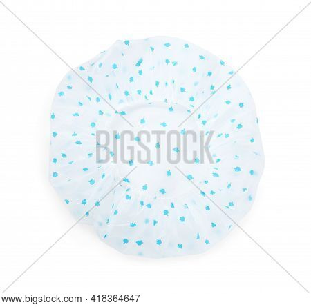 Waterproof Shower Cap With Pattern Isolated On White, Top View