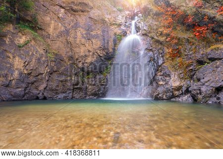 Chok Kra-din Waterfall In Thong Pha Phum District Kanchanaburi, Thailand.