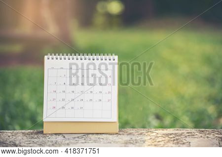 2021 Calendar Desk Place On Table. Desktop Calender For Planner To Plan Agenda, Timetable, Appointme