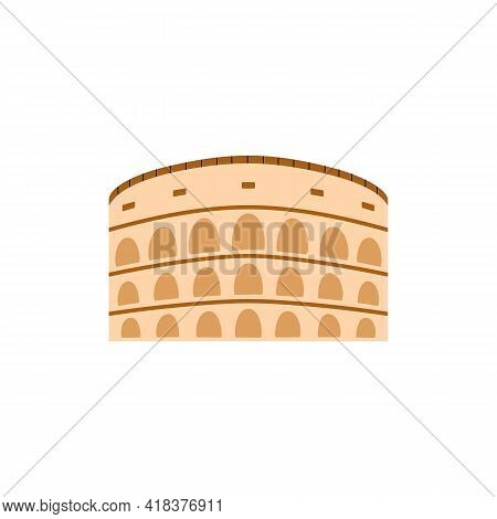 Antique Colosseum Or Coliseum Theater, Flat Vector Illustration Isolated.