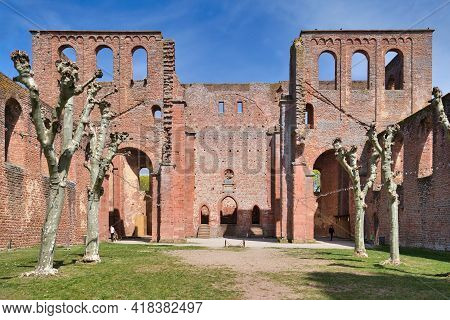 Bad Dürkheim, Germany - April 2020: Ruin Of Limburg Abbey In Palatinate Forest