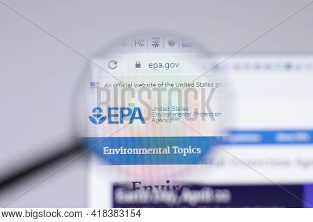 New York, Usa - 26 April 2021: United States Environmental Protection Agency Epa Logo Close-up On We