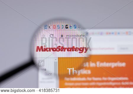 New York, Usa - 26 April 2021: Microstrategy Logo Close-up On Website Page, Illustrative Editorial