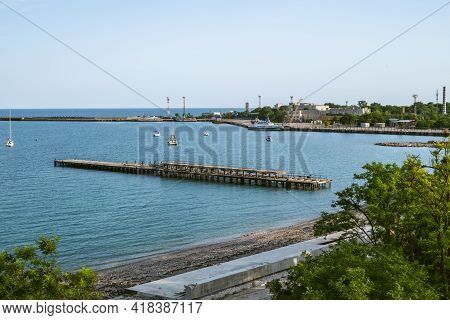 Embankment, Pier 46 And Yachts Club On The Black Sea Coast Of Yevpatoria