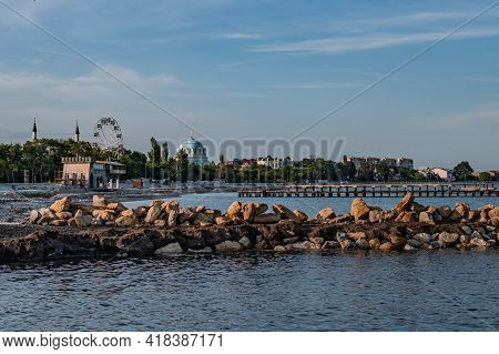 Embankment, Pier 46 And Yachts Club On The Black Sea Coast Of Yevpatoria