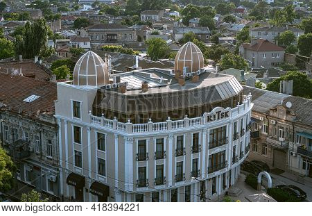 Bird Eyes View On Streets And Buildings Of City Of Yevpatoria On The Peninsula Crimea