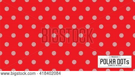 Dots Pattern Vector. Polka Dot Background. Red And White Polka Dots Abstract Background. Dot Pattern