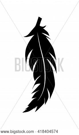 Illustration Of An Old Feather. Feather Silhouette. Retro Image Of Letter With Feather Icon.