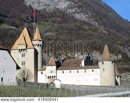 Aigle Castle (château D\'aigle Or Adlerburg) In The Valley Of The River Rhone Or Rhône River And In 