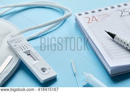 Week Planner, Chnelltest, Rapid Corona Test In German Language. Week Planner Calendar And Pp2 Medica