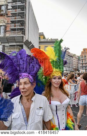 Naples, Italy-july 11, 2015: Some Participants In Gay Pride Every Year Brings Together Thousands Of 