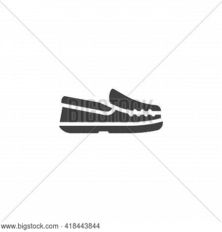 Moccasin Shoe Vector Icon. Filled Flat Sign For Mobile Concept And Web Design. Mens Moccasins Glyph 