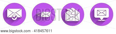 Set Envelope And Check Mark, Express Envelope, Envelope And Speech Bubble With Envelope Icon With Lo