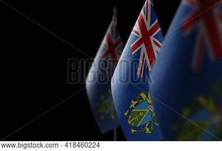 Small National Flags Of The Pitcairn Islands On A Black Background
